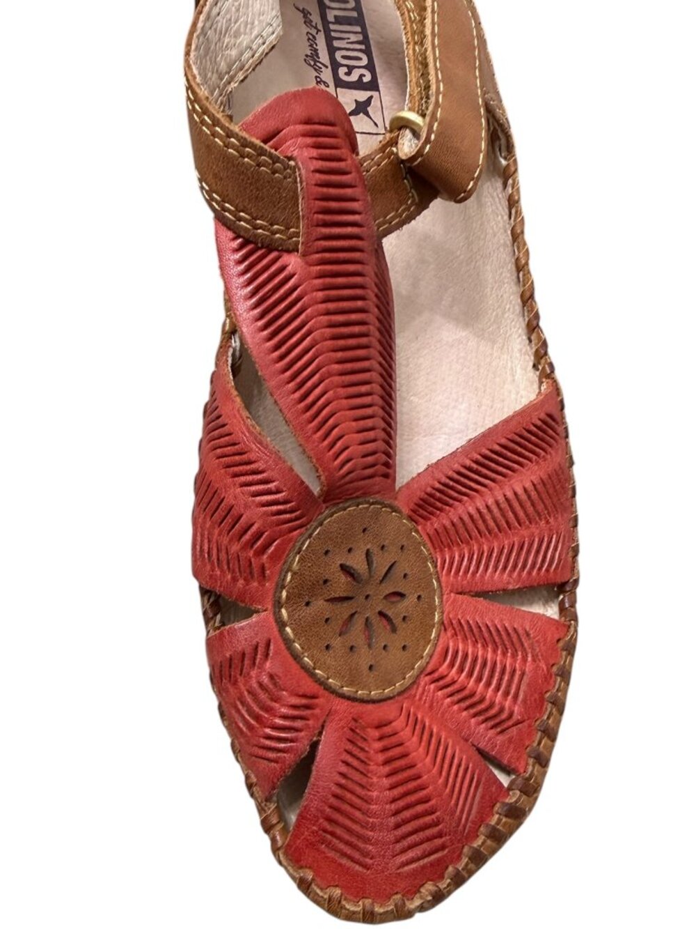 Pikolinos Puerto Vallarta Coral Leather T Strap Women's Sandals Size 7 / 37 - Picture 5 of 10
